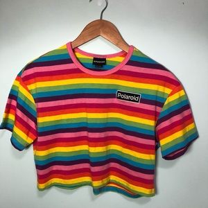 Rainbow Polaroid cropped t shirt